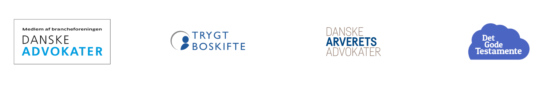 Medlemskaber og faglige samarbejder: Danske Advokater, Trygt Boskifte, Danske Arveretsadvokater og Det Gode Testamente